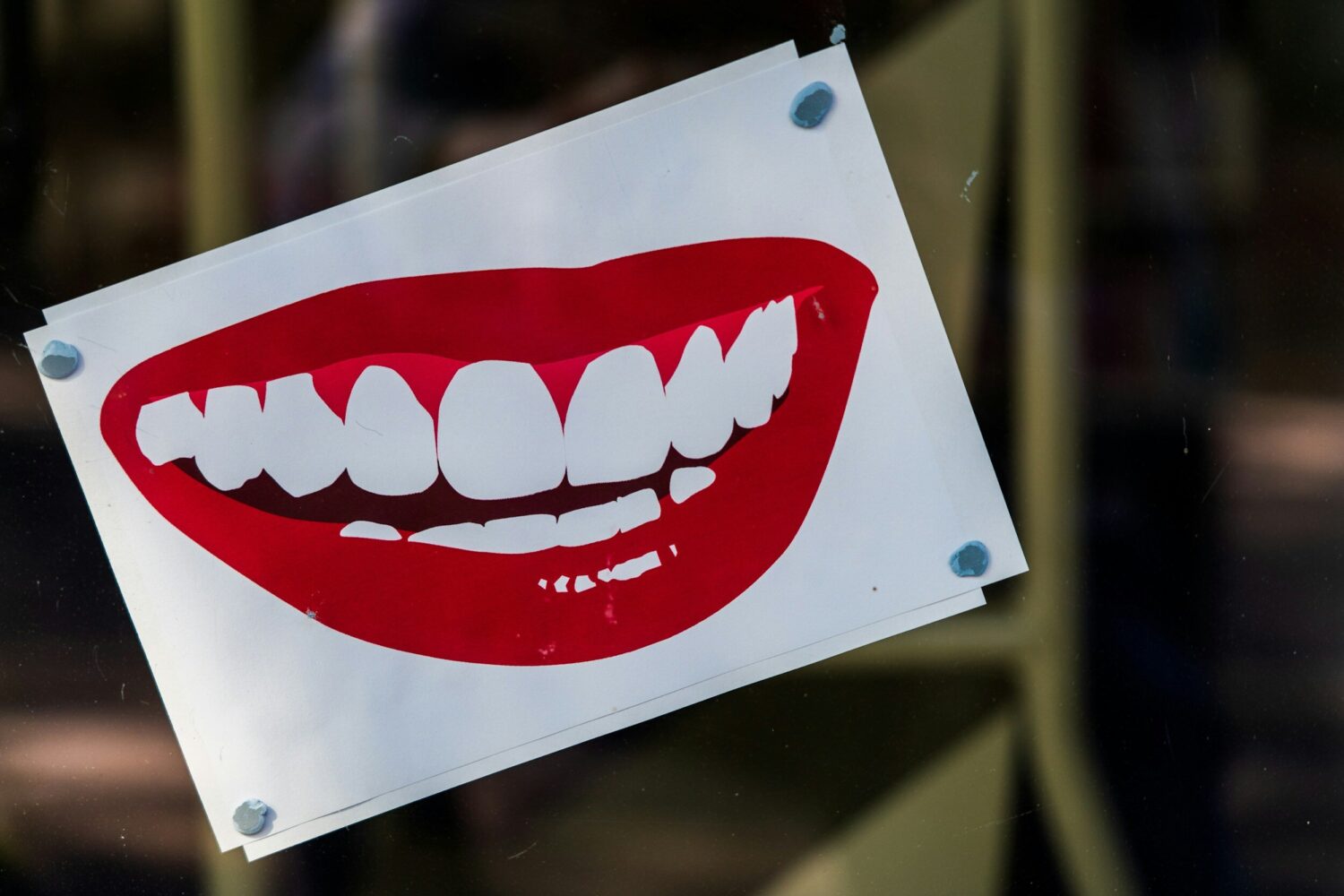 Red Lipstick Mouth Poster on Window